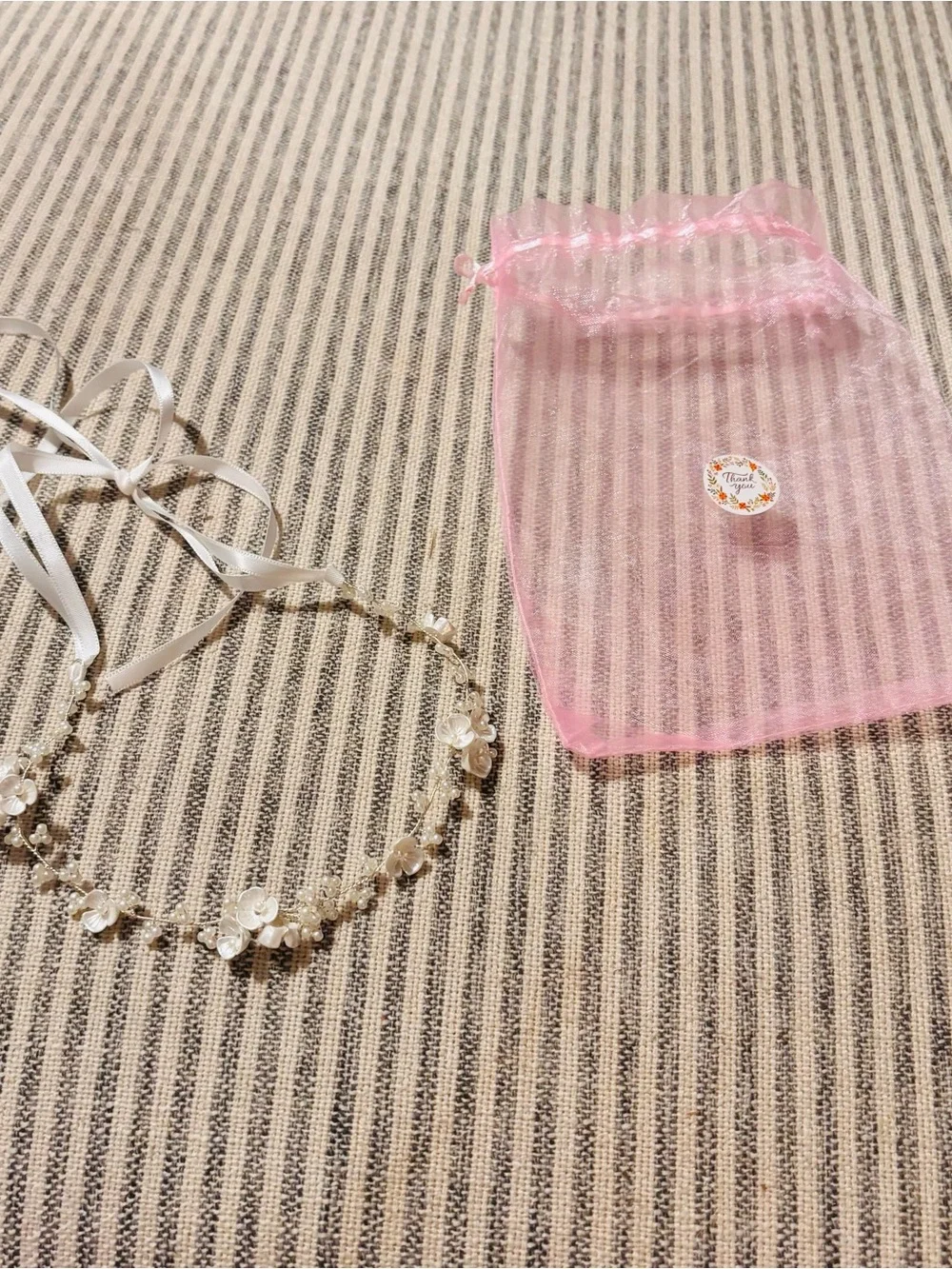 Pearl and Crystal Floral Headband - Pink Accents
